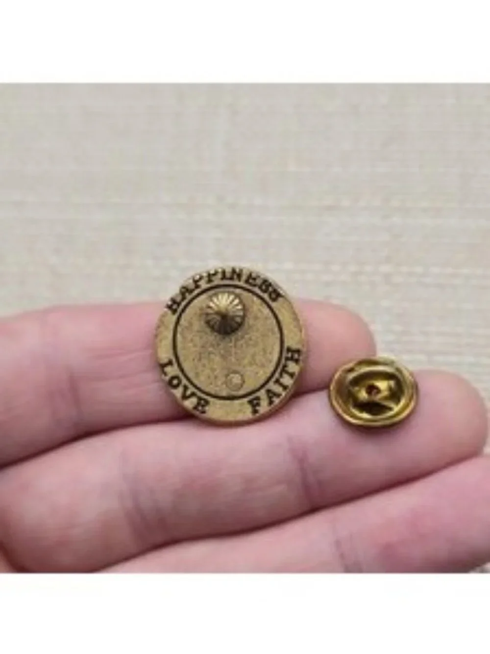 Vintage Gold Tone Love Button Rhinestone Gemstone Sewing Accent Lapel Pin A8340